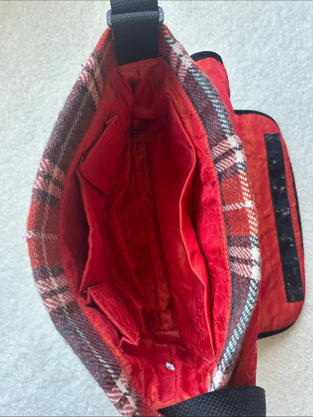 kate spade Red, Black and White Plaid Messenger Bag